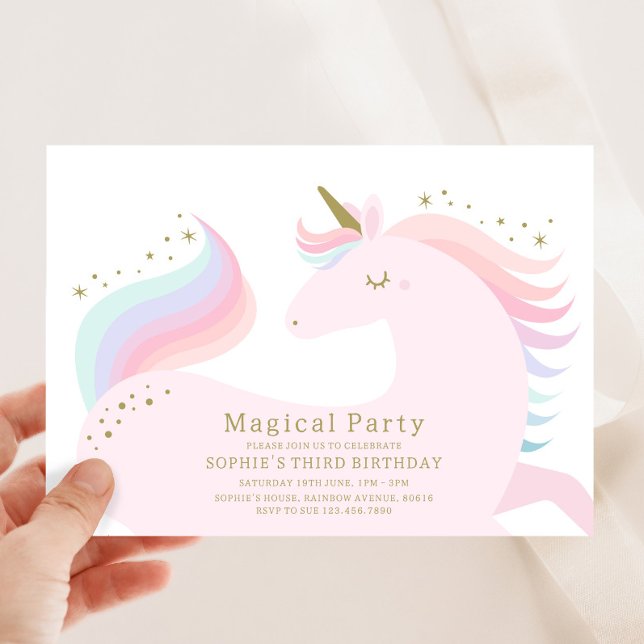 Magic Unicorn Födelsedagsfest inbjudan (Skapare uppladdad)