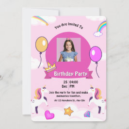 Magic Unicorn Födelsedagsfest Inbjudningar