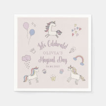 Magic Unicorn Födelsedagsfest Papper Napkins
