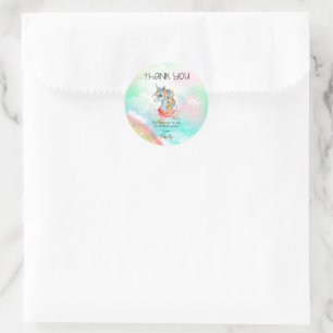 Magic Unicorn Födelsedagsfest Papper Plate Runt Klistermärke
