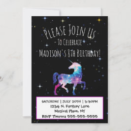 Magic Unicorn Galaxy Birthday Inbjudningar