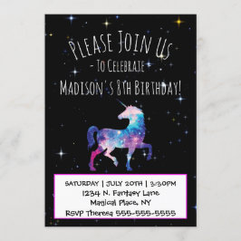 Magic Unicorn Galaxy Birthday Inbjudningar