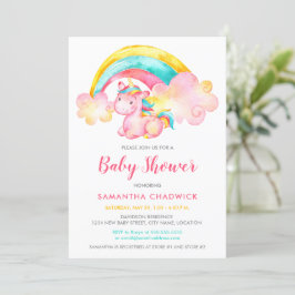 Magic Unicorn Girl Baby Shower Inbjudningar