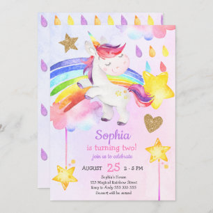 Magic Unicorn Girl Födelsedagsfest Inbjudningar