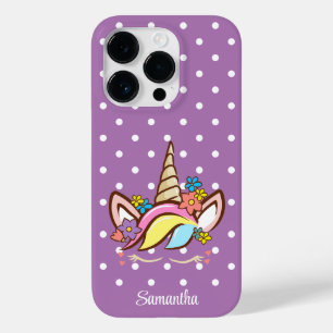 Magic Unicorn Girl Namn Blommigt Lila Birthday