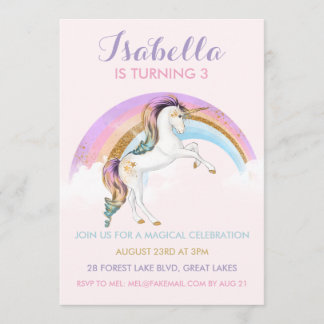 Magic Unicorn Girls Birthday-inbjudan Inbjudningar