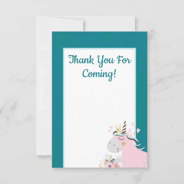 Magic Unicorn Girl's Födelsedagsfest Hand Write Tack Kort (Framsida)