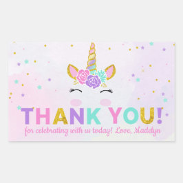 Magic Unicorn Glitter Birthday Favor Tack Rektangulärt Klistermärke