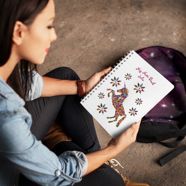 Magic Unicorn Glitter Shiny Girly Personalize Anteckningsbok (Skapare uppladdad)