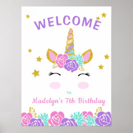Magic Unicorn Glitter Stars Birthday Välkommen Poster