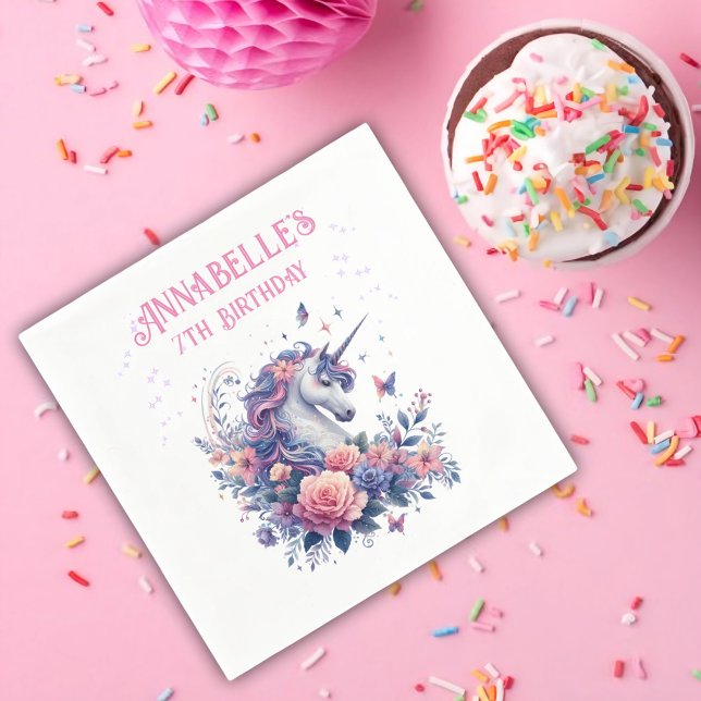 Magic Unicorn Gnistra Rosa Lila Girl Birthday Pappersservett (Skapare uppladdad)