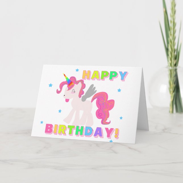Magic Unicorn GRATTIS PÅ FÖDELSEDAGEN CARD FÖR BAR Kort (Framsida)