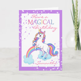 Magic Unicorn Grattis på födelsedagen Lila Kort