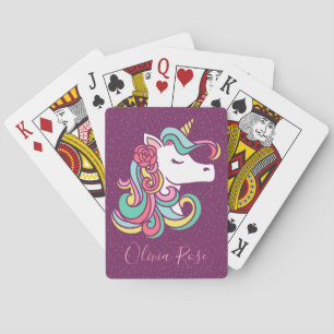 Magic Unicorn Guld Glitter Personlig Girl Casinokort