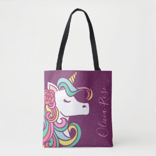 Magic Unicorn Guld Glitter Personlig Girl Tygkasse