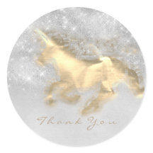 Magic Unicorn Guld Stars Tack Grått Grungy Glitter