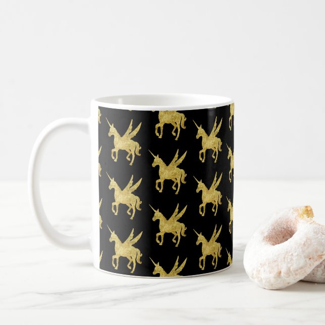 Magic Unicorn, guld Unicorn, trendig Kaffemugg (Med munk)