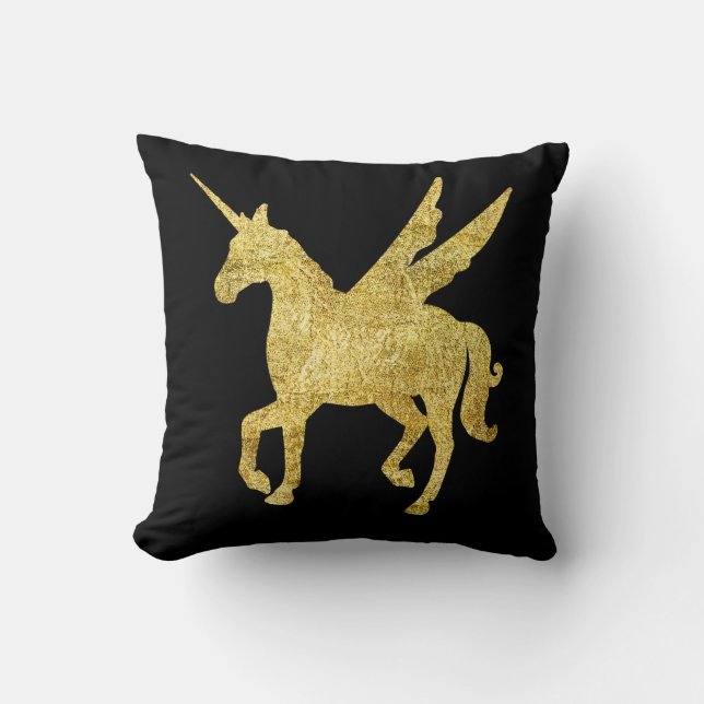 Magic Unicorn, guld Unicorn, trendig Kudde (Framsida)