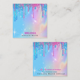 Magic Unicorn HoloGraph Glitter Drives Fyrkantigt Visitkort