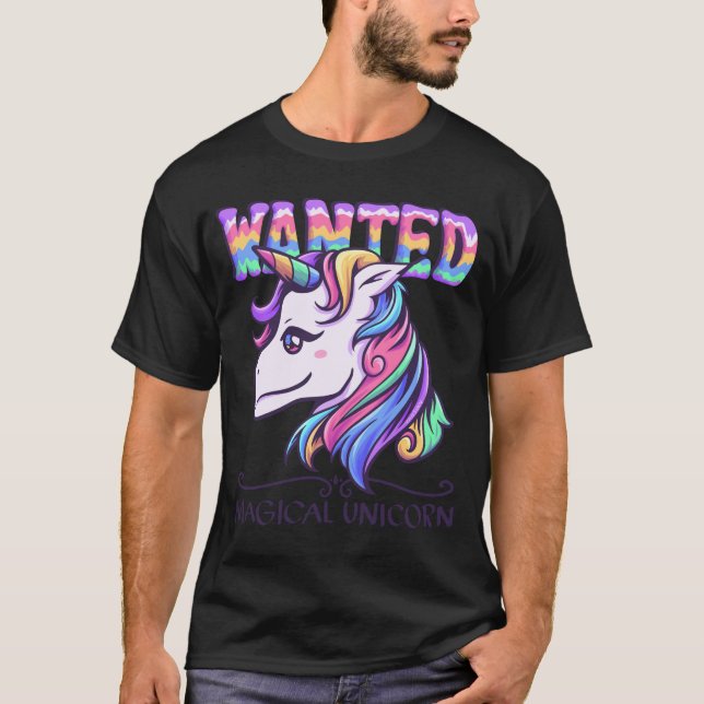 Magic Unicorn Horse önskad T Shirt (Framsida)