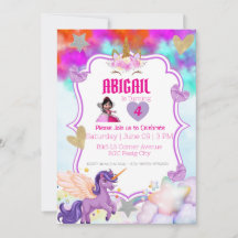 Magic Unicorn-inbjudan - Violet & Rosa Glitter