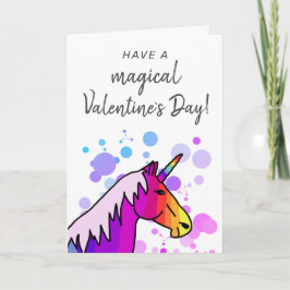 Magic Unicorn Kids Classroom Valentine's Day Helgkort