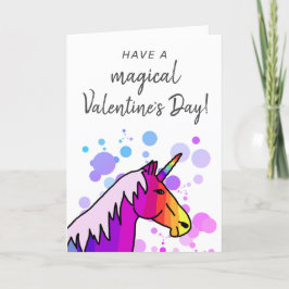 Magic Unicorn Kids Classroom Valentine's Day Helgkort