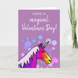 Magic Unicorn Kids Classroom Valentine's Day Helgkort