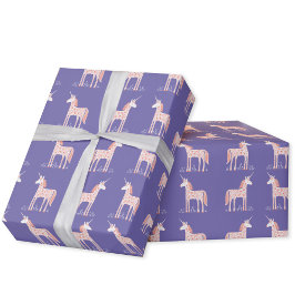 Magic Unicorn Lila Wrapping Papper Presentpapper