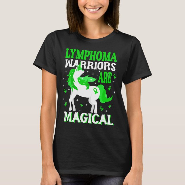 Magic Unicorn Lymphoma Warrior T Shirt (Framsida)