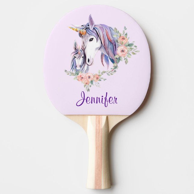 Magic Unicorn Mamma & Baby Watercolor Pingisracket (Framsidan)
