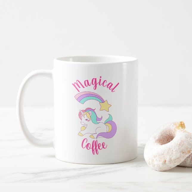 Magic Unicorn med Rainbow Shooting Star Kaffemugg (Med munk)