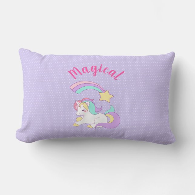 Magic Unicorn med Rainbow Shooting Star Lumbarkudde (Framsida)
