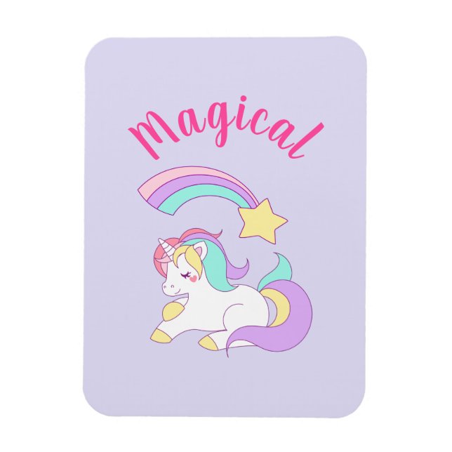 Magic Unicorn med Rainbow Shooting Star Magnet (Vertikal)