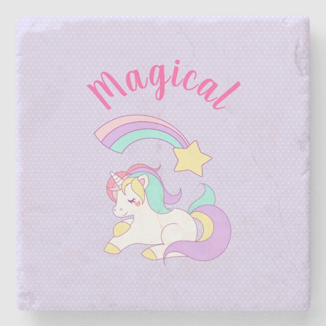 Magic Unicorn med Rainbow Shooting Star Stenunderlägg (Framsidan)