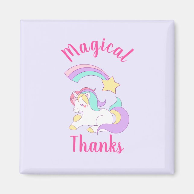 Magic Unicorn med regnbåge - tack Magnet (Framsidan)