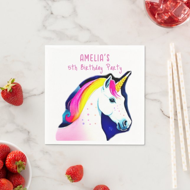 Magic Unicorn med Stars Girl Birthday Pappersservett (Insitu)