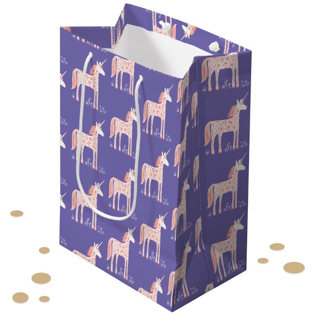 Magic Unicorn Mönster Lila (Magical Unicorn pattern pink and purple party gift bag)
