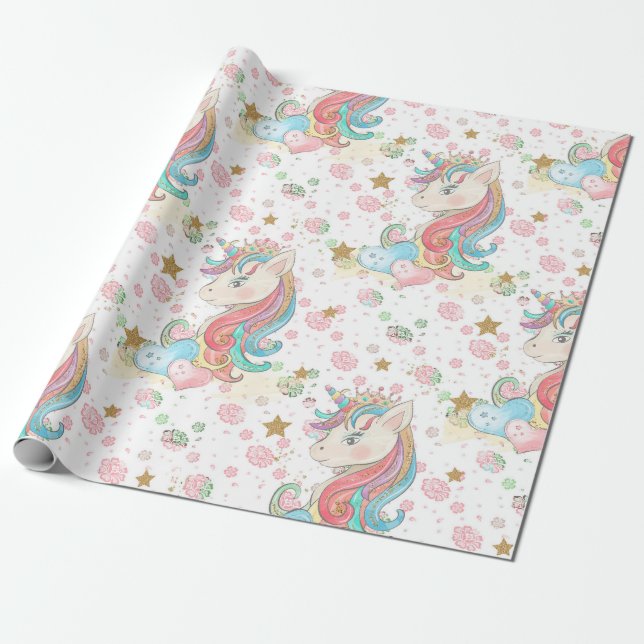 Magic Unicorn Mönster Presentpapper (Utrullad)