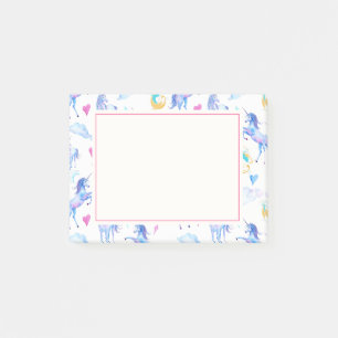 Magic Unicorn Mönster Watercolor Fantasy Design Post-it Block