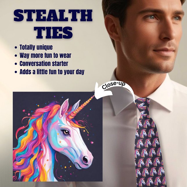 Magic Unicorn Navy Blue and Rosa Neck Tie Slips (Skapare uppladdad)