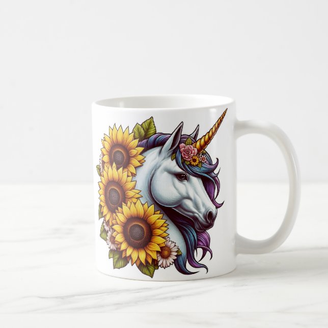 Magic Unicorn och Sunblommor Kaffemugg (Höger)