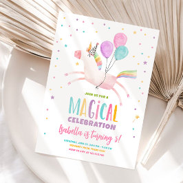 Magic Unicorn Party Rainbow Girl First Birthday Inbjudningar