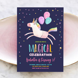 Magic Unicorn Party Rainbow Girl First Birthday Inbjudningar