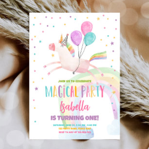 Magic Unicorn Party Rainbow Girl First Birthday Inbjudningar