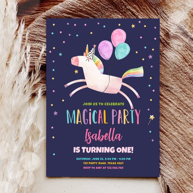 Magic Unicorn Party Rainbow Girl First Birthday Inbjudningar (Skapare uppladdad)