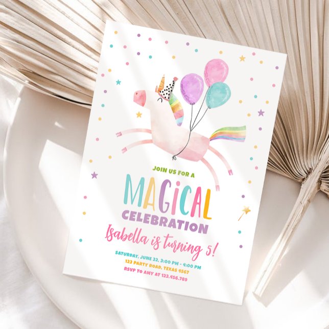 Magic Unicorn Party Rainbow Girl First Birthday Inbjudningar (Skapare uppladdad)
