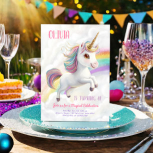 Magic Unicorn Party Rainbow Girl Pastel Birthday Inbjudningar