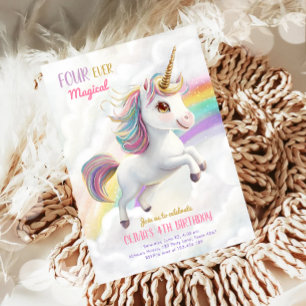 Magic Unicorn Party Rainbow Girl Pastel Birthday Inbjudningar