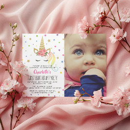Magic Unicorn Pastel Photo | Fairytale Birthday Inbjudningar